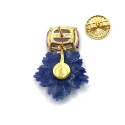 Stunning Cushion-cut Amethyst And Carved Dumortierite Flower Drop Earrings -Mode Bijouterie Magasin NE730 AMDMG 5 master