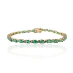 14k Yellow Gold Tennis Bracelet Featuring 6.01 Carat Emerald With Diamonds 10 14k Yellow Gold Tennis Bracelet Featuring 6.01 Carat Emerald With Diamonds -Mode Bijouterie Magasin NM6 7330 master