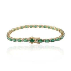 14k Yellow Gold Tennis Bracelet Featuring 6.01 Carat Emerald With Diamonds 9 14k Yellow Gold Tennis Bracelet Featuring 6.01 Carat Emerald With Diamonds -Mode Bijouterie Magasin NM6 7334 1 master