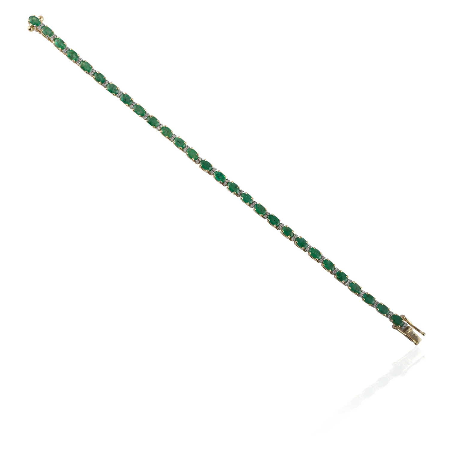 14k Yellow Gold Tennis Bracelet Featuring 6.01 Carat Emerald With Diamonds 4 14k Yellow Gold Tennis Bracelet Featuring 6.01 Carat Emerald With Diamonds – Image 2