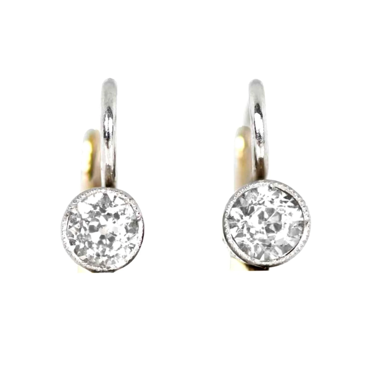 Unknown 2.35 Carat Old Euro Cut Diamond Earrings, 18k Yellow Gold, Platinum 5 Unknown 2.35 Carat Old Euro Cut Diamond Earrings, 18k Yellow Gold, Platinum – Image 3