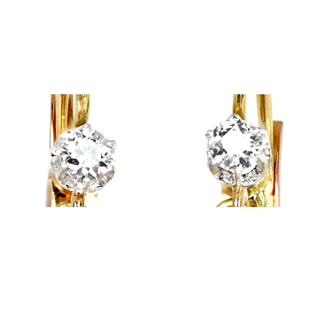 Unknown 1.40 Carat Old Euro-Cut Dimaond Earrings, 18k Yellow Gold, Platinum 5 Unknown 1.40 Carat Old Euro-Cut Dimaond Earrings, 18k Yellow Gold, Platinum – Image 3
