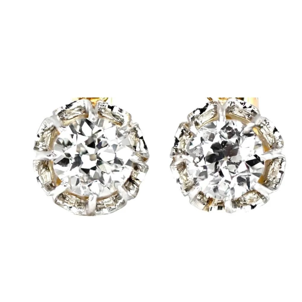 Unknown 1.40 Carat Old Euro-Cut Dimaond Earrings, 18k Yellow Gold, Platinum 4 Unknown 1.40 Carat Old Euro-Cut Dimaond Earrings, 18k Yellow Gold, Platinum – Image 2