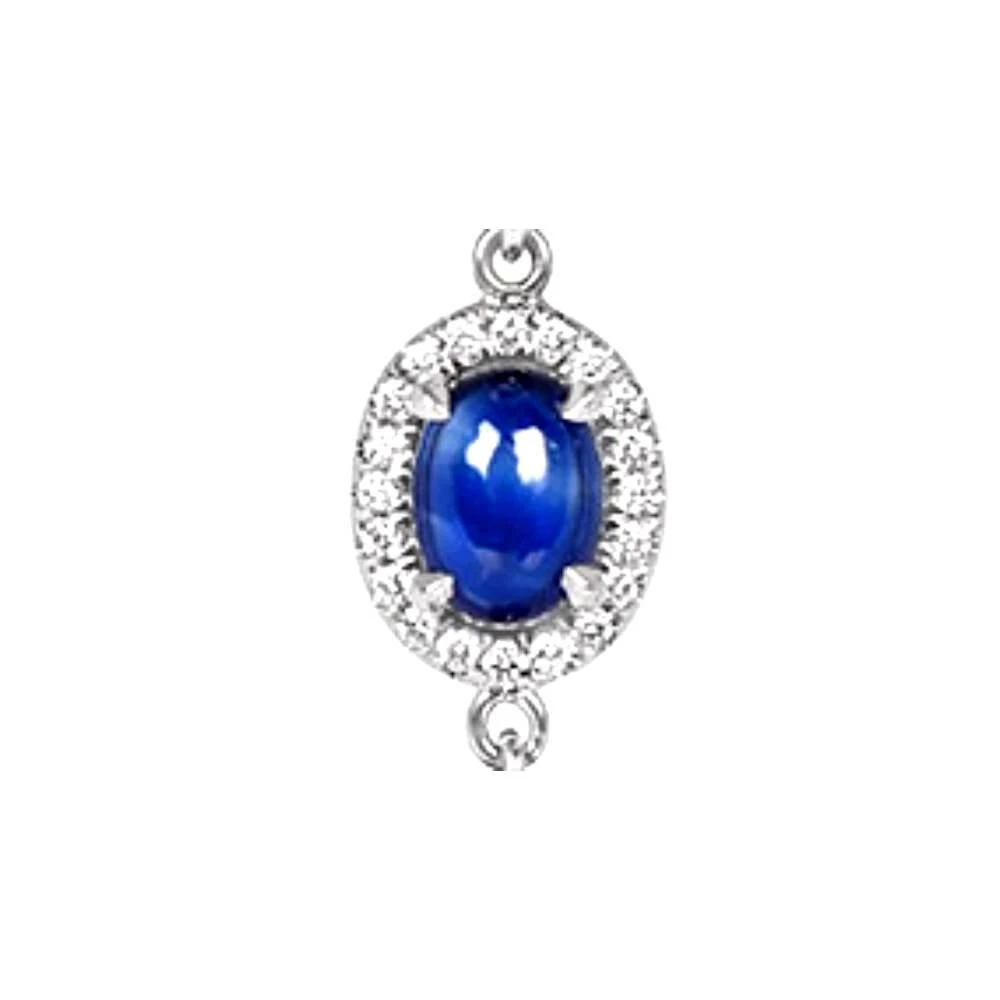 Unknown 7.70 Carat Cabochon Cut Sapphires Earrings, Diamond Halo, 18k White Gold 7 Unknown 7.70 Carat Cabochon Cut Sapphires Earrings, Diamond Halo, 18k White Gold – Image 5