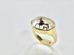 18K Mother Of Pearl Black And White War Horse Reverse Crystal Ring -Mode Bijouterie Magasin P1010927 master