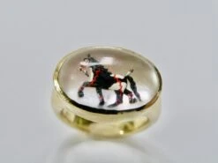 18K Mother Of Pearl Black And White War Horse Reverse Crystal Ring -Mode Bijouterie Magasin P1010928 master