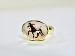 18K Mother Of Pearl Black And White War Horse Reverse Crystal Ring -Mode Bijouterie Magasin P1010929 master