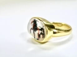 18K Mother Of Pearl Black And White War Horse Reverse Crystal Ring -Mode Bijouterie Magasin P1010931 master