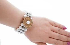 Unknown Pearls, Yellow Sapphires, Diamonds, Rose Gold And Silver Bracelet -Mode Bijouterie Magasin P1120461 JPG master