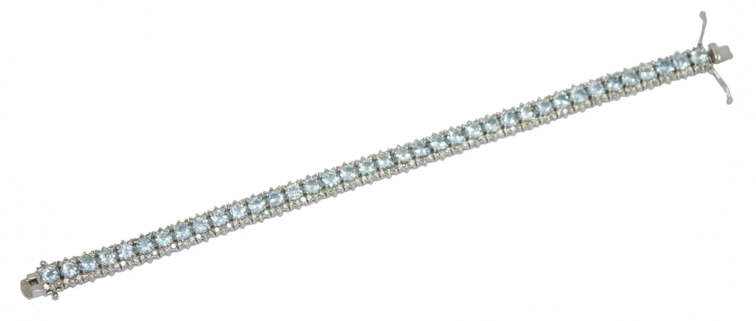 Unknown Aquamarine, Diamonds, 18 Karat White Gold Bracelet 4 Unknown Aquamarine, Diamonds, 18 Karat White Gold Bracelet – Image 2
