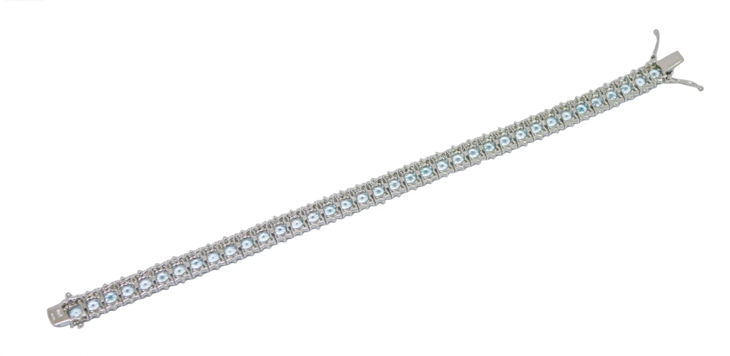 Unknown Aquamarine, Diamonds, 18 Karat White Gold Bracelet 5 Unknown Aquamarine, Diamonds, 18 Karat White Gold Bracelet – Image 3