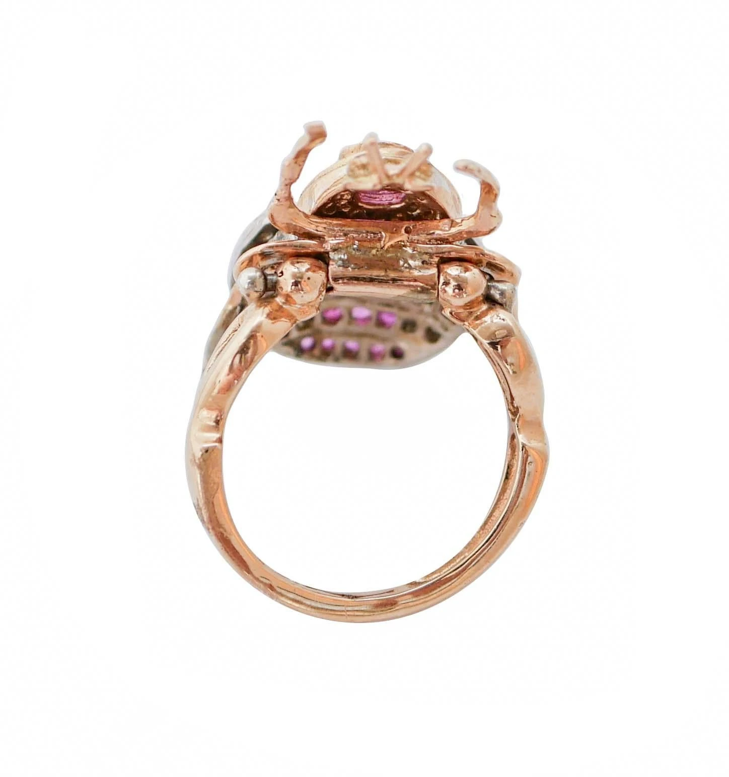 Unknown Rubies, Tsavorite, Diamonds, Rose Gold And Silver Beetle Ring 5 Unknown Rubies, Tsavorite, Diamonds, Rose Gold And Silver Beetle Ring – Image 3