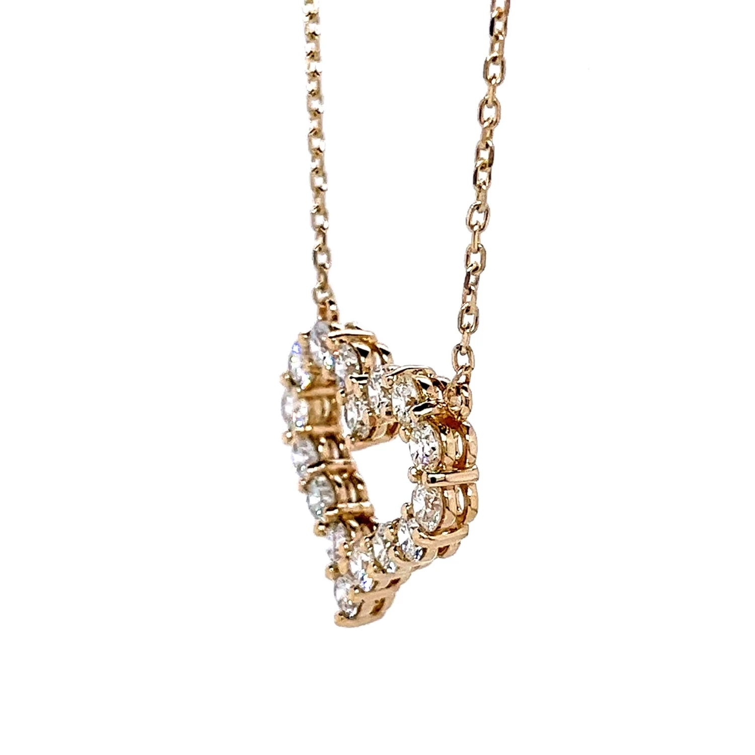 14k Yellow Gold 2.66 Carat Round-Cut Diamond Heart Pendant 4 14k Yellow Gold 2.66 Carat Round-Cut Diamond Heart Pendant – Image 2