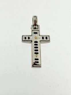 Unknown Modern Italian Cross 18 Karat White And Yellow Gold 13 Unknown Modern Italian Cross 18 Karat White And Yellow Gold -Mode Bijouterie Magasin P1663 eD master