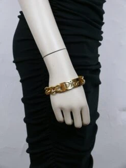 CHRISTIAN DIOR By JOHN GALLIANO Gold Tone ID Tag Curb Bracelet -Mode Bijouterie Magasin P2540606 master