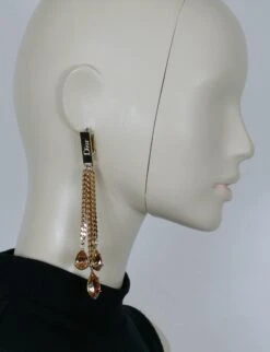CHRISTIAN DIOR By JOHN GALLIANO Chain & Crystal Dangling Earrings -Mode Bijouterie Magasin P2540626 master