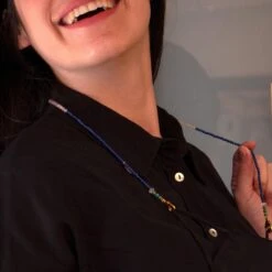 Lapis Lazuli Turquoise Quartz Rock Crystal Bead String Face Mask Holder Necklace 17 Lapis Lazuli Turquoise Quartz Rock Crystal Bead String Face Mask Holder Necklace -Mode Bijouterie Magasin PMASK2Bb master