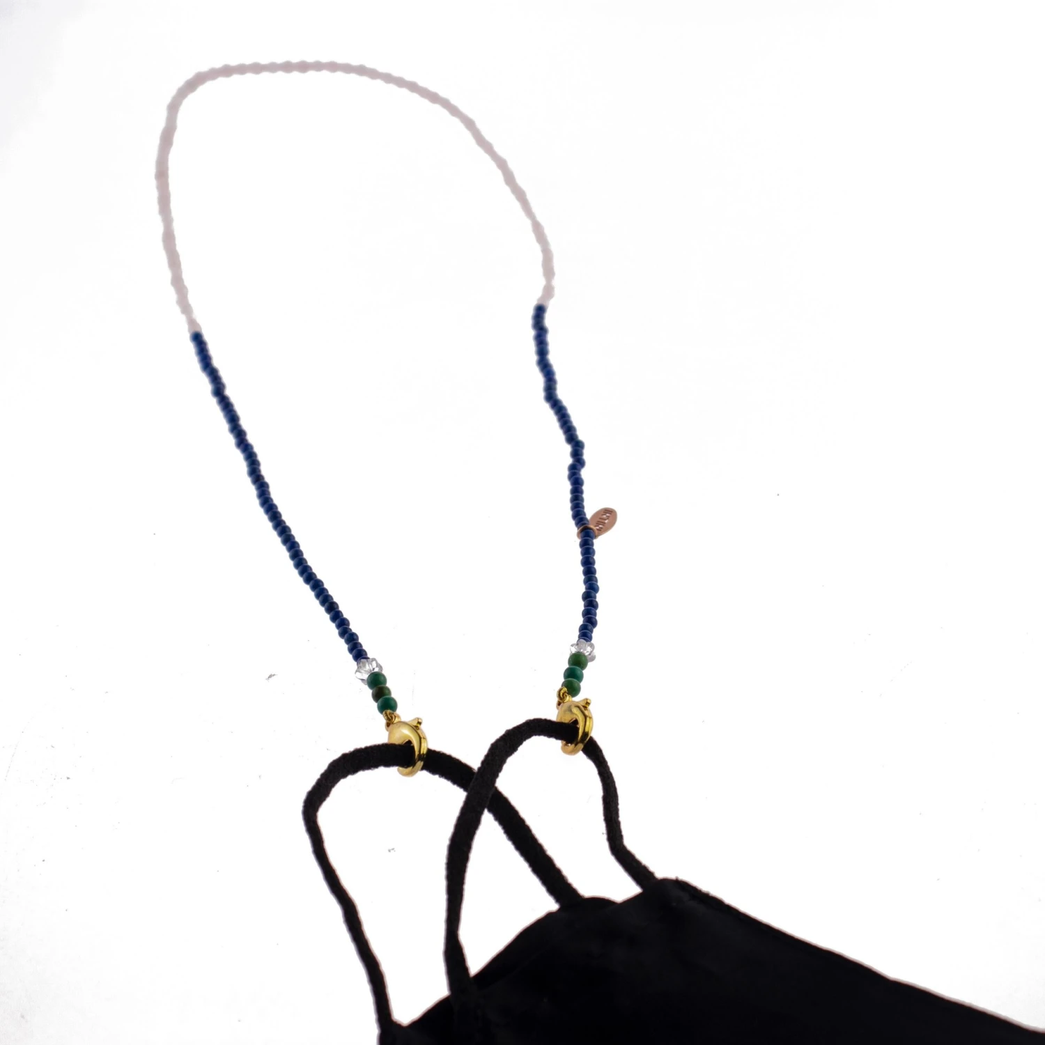 Lapis Lazuli Turquoise Quartz Rock Crystal Bead String Face Mask Holder Necklace 11 Lapis Lazuli Turquoise Quartz Rock Crystal Bead String Face Mask Holder Necklace – Image 9