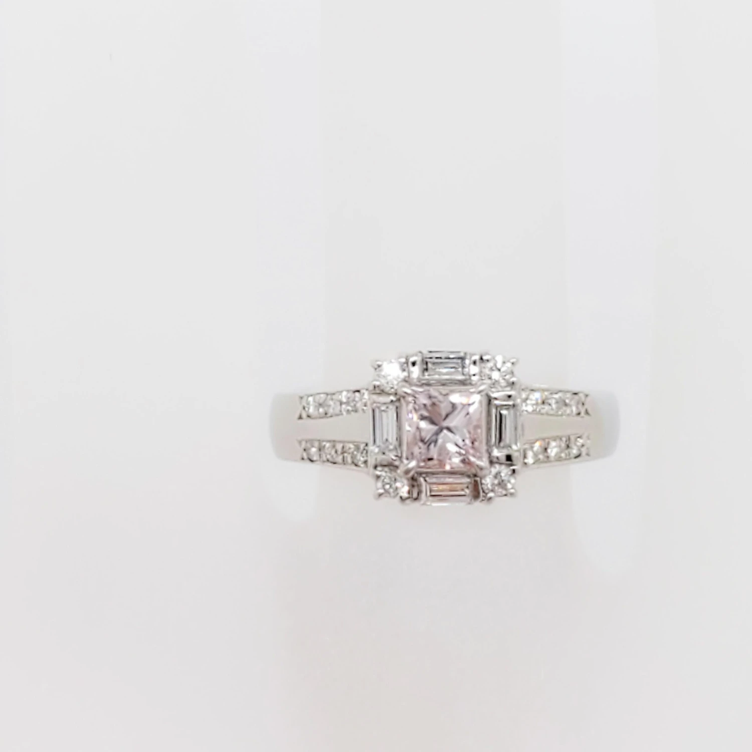 Unknown Estate Pink Diamond Princess Cut And White Diamond Engagement Ring In Platinum 8 Unknown Estate Pink Diamond Princess Cut And White Diamond Engagement Ring In Platinum – Image 6