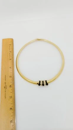 Unknown Round Diamond And Onyx Snake Omega Chain Necklace In 14k Yellow Gold -Mode Bijouterie Magasin PSX 20230619 141325 master