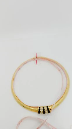 Unknown Round Diamond And Onyx Snake Omega Chain Necklace In 14k Yellow Gold -Mode Bijouterie Magasin PSX 20230619 141533 master