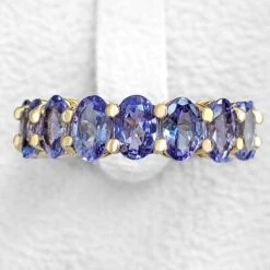 No Reserve, 6.60 Carat Natural Tanzanite Eternity Band 14 Karat Yellow Gold Ring -Mode Bijouterie Magasin PXL 20221205 132551307 master