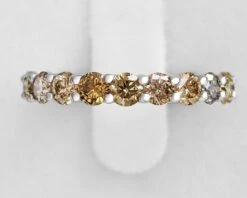 $1 NO RESERVE - 2.22ct Fancy Diamonds 3/4 Eternity Band, 14K White Gold Ring -Mode Bijouterie Magasin PXL 20230306 143500712 master