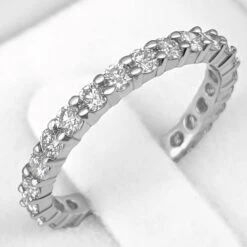 $1 NO RESERVE - 1.01 Carat Diamonds 3/4 Eternity Band - 14K White Gold Ring -Mode Bijouterie Magasin PXL 20230313 1254271500 master