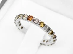 $1 No Reserve, 1.25 Carat Fancy Diamonds 3/4 Eternity Band, 14k White Gold Ring -Mode Bijouterie Magasin PXL 20230320 105101899 master