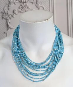 Unknown Seed Turquoise, Raw Diamond And Pearl Necklace -Mode Bijouterie Magasin PXL 20230602 204814667 master