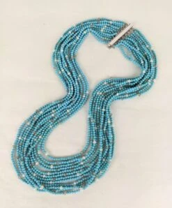 Unknown Seed Turquoise, Raw Diamond And Pearl Necklace -Mode Bijouterie Magasin PXL 20230602 204930205 master