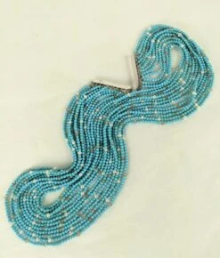 Unknown Seed Turquoise, Raw Diamond And Pearl Necklace -Mode Bijouterie Magasin PXL 20230602 205131664 master