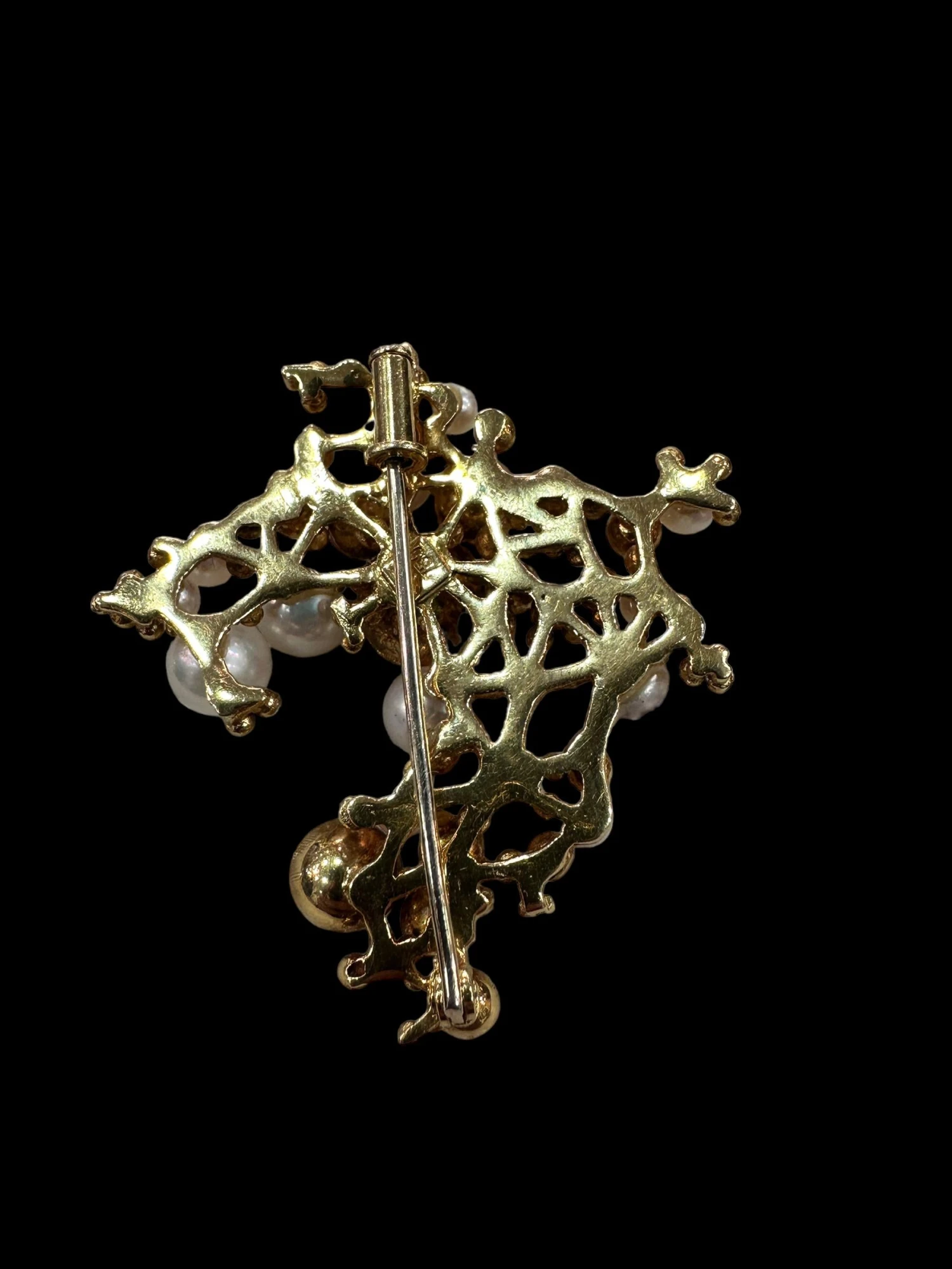 Unknown 18k Gold And Pearls Brooch 7 Unknown 18k Gold And Pearls Brooch – Image 5