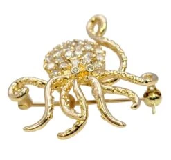 Unknown Delightful 14 Karat Polished Yellow Gold Octopus Brooch / Pendant With Diamonds 16 Unknown Delightful 14 Karat Polished Yellow Gold Octopus Brooch / Pendant With Diamonds -Mode Bijouterie Magasin PhotoRoom 20230327 141355 10 master