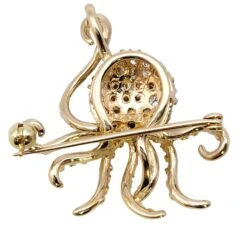 Unknown Delightful 14 Karat Polished Yellow Gold Octopus Brooch / Pendant With Diamonds 22 Unknown Delightful 14 Karat Polished Yellow Gold Octopus Brooch / Pendant With Diamonds -Mode Bijouterie Magasin PhotoRoom 20230327 141356 18 master