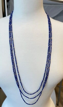 Faceted Lapis Bead Necklace With Yellow Gold Accents, 34 Inches -Mode Bijouterie Magasin Photo 2022 06 21 8 07 43 AM master