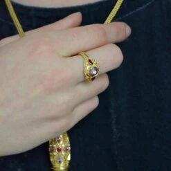 Kent Raible's Bespoke 18k Gold Pink Sapphire, Ruby And Diamond Cocktail Ring -Mode Bijouterie Magasin Pink Torus master