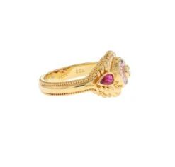 Kent Raible's Bespoke 18k Gold Pink Sapphire, Ruby And Diamond Cocktail Ring -Mode Bijouterie Magasin R0684 C P Sapph Torus w Ruby side1stDibs master