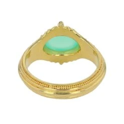 Kent Raible 18 Karat Gold Chrysoprase Cocktail Ring With Fine Granulation 15 Kent Raible 18 Karat Gold Chrysoprase Cocktail Ring With Fine Granulation -Mode Bijouterie Magasin R0698 04 master