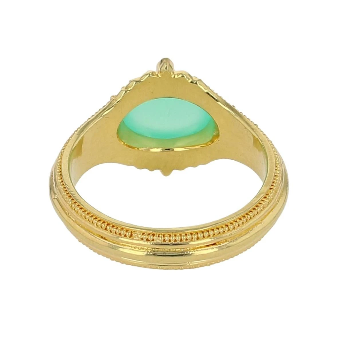 Kent Raible 18 Karat Gold Chrysoprase Cocktail Ring With Fine Granulation 9 Kent Raible 18 Karat Gold Chrysoprase Cocktail Ring With Fine Granulation – Image 7