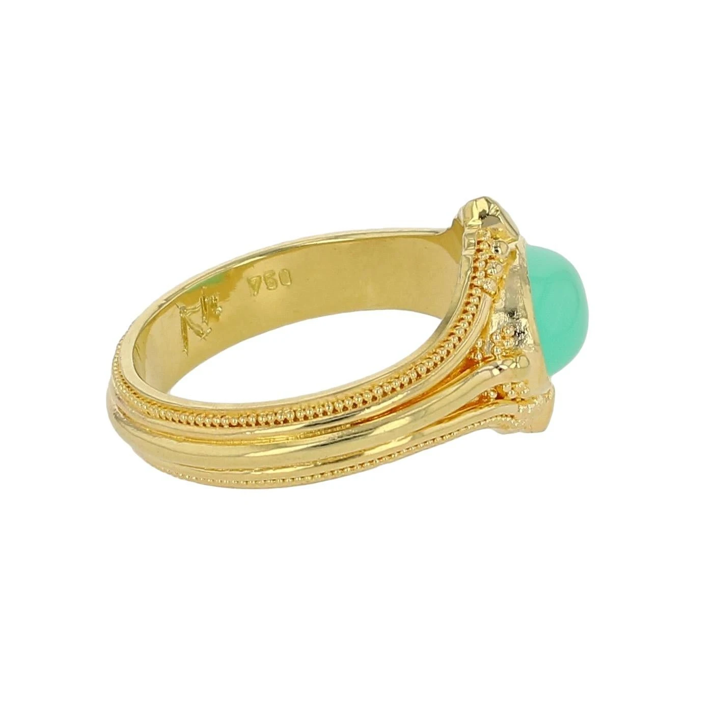 Kent Raible 18 Karat Gold Chrysoprase Cocktail Ring With Fine Granulation 7 Kent Raible 18 Karat Gold Chrysoprase Cocktail Ring With Fine Granulation – Image 5