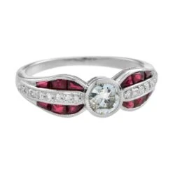 Unknown Diamond And Ruby Art Deco Style Solitaire Ring In 18K White Gold -Mode Bijouterie Magasin R2642 DO SD R9 2 master