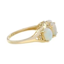 Unknown Natural Opal And Diamond Three Stone Ring In 9K Yellow Gold 10 Unknown Natural Opal And Diamond Three Stone Ring In 9K Yellow Gold -Mode Bijouterie Magasin R2965 O2 D 3 master