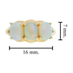 Unknown Natural Opal And Diamond Three Stone Ring In 9K Yellow Gold 13 Unknown Natural Opal And Diamond Three Stone Ring In 9K Yellow Gold -Mode Bijouterie Magasin R2965 O2 D 6 master
