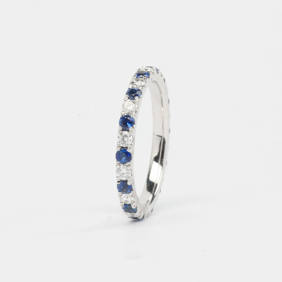 Unknown Sapphire And Diamonds And 18K White Gold Eternity Band 4 Unknown Sapphire And Diamonds And 18K White Gold Eternity Band – Image 2