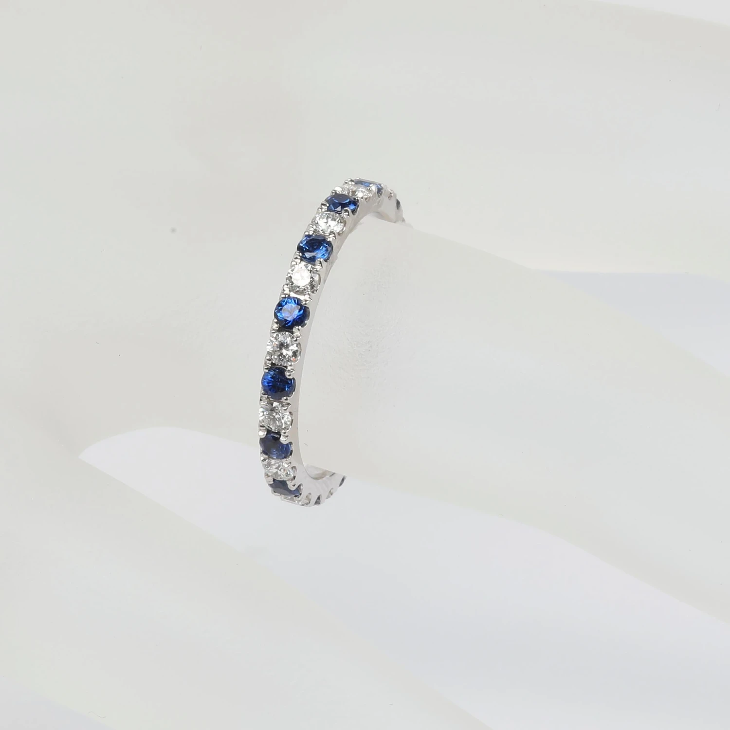 Unknown Sapphire And Diamonds And 18K White Gold Eternity Band 5 Unknown Sapphire And Diamonds And 18K White Gold Eternity Band – Image 3