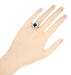 Unknown GIA Certified 2.91 Carat Round Sapphire Diamond Swirl Halo Gold Engagement Ring 19 Unknown GIA Certified 2.91 Carat Round Sapphire Diamond Swirl Halo Gold Engagement Ring -Mode Bijouterie Magasin R3 Sapph Dia Ring m master