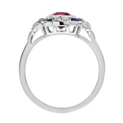 Unknown Pink Tourmaline With Sapphire And Diamond Art Deco Style Halo Ring In 18K Gold -Mode Bijouterie Magasin R5341 PT S9 D2 5 master