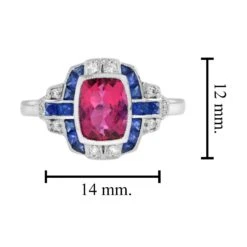 Unknown Pink Tourmaline With Sapphire And Diamond Art Deco Style Halo Ring In 18K Gold -Mode Bijouterie Magasin R5341 PT S9 D2 6 master