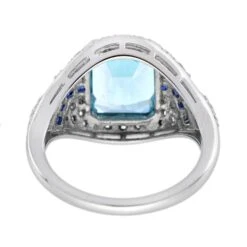 Unknown Blue Topaz With Diamond Sapphire Art Deco Style Engagement Ring In 18k Gold 12 Unknown Blue Topaz With Diamond Sapphire Art Deco Style Engagement Ring In 18k Gold -Mode Bijouterie Magasin R5407 BT1 S9 D2 4 master